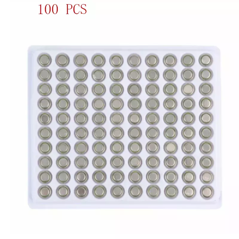 100個のコインアルカリ電池,1.55v,ボタン,lr41 sr41 192 cx41 392 l736 384 sr41sw,電卓,ランプ,チェーン