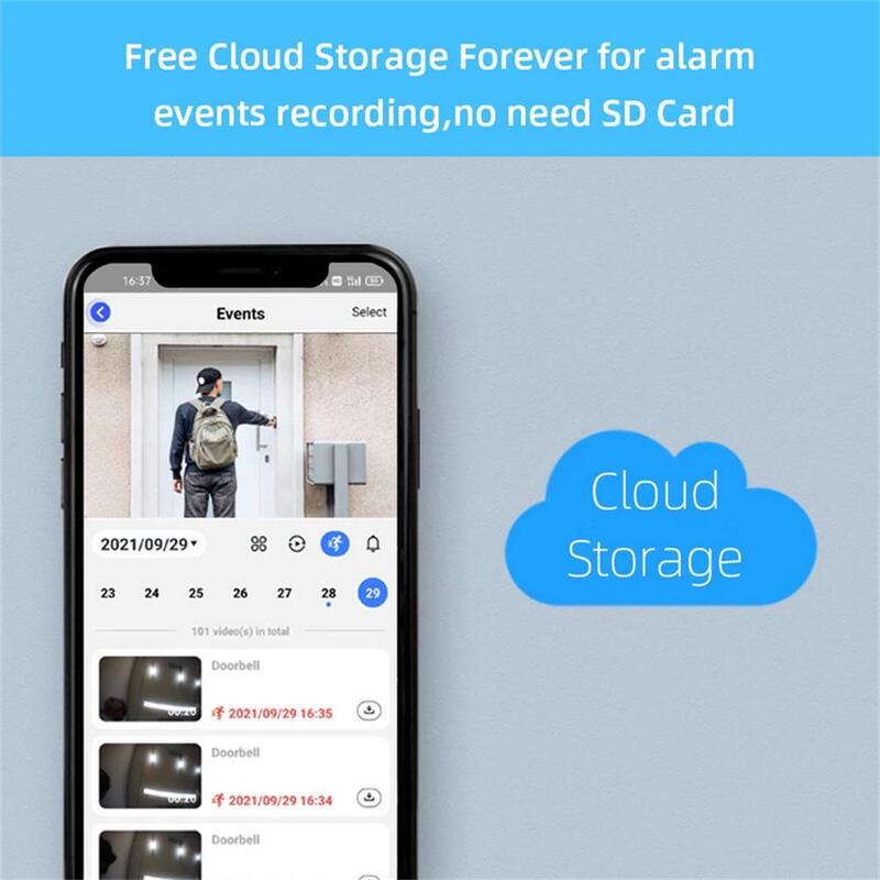 Wifi Wireless Doorbell V5 Smart Camera 720p Video Intercom Doorbell Cloud Storage For Aiwit App Rainproof Home Security Camera