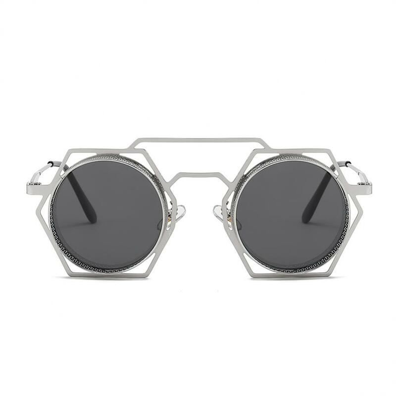 Occhiali da sole rotondi Steampunk Fashion Punk Metal occhiali da sole Vintage Rap Hip-Hop Anti-UV400 a forma speciale