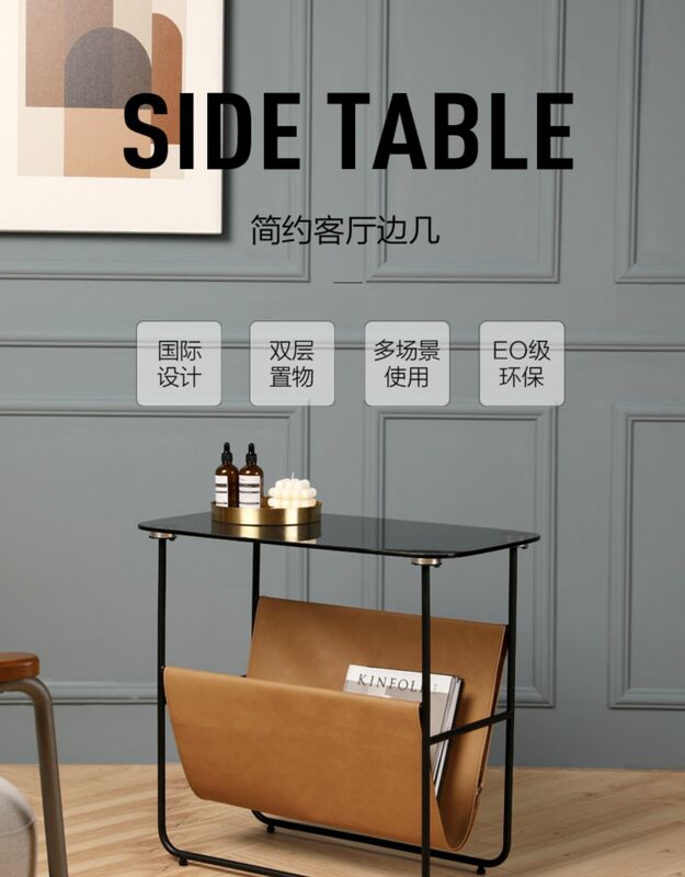 Table de chevet nordique en verre, rangement Simple et créatif pour canapé, salon de luxe, coin de chevet