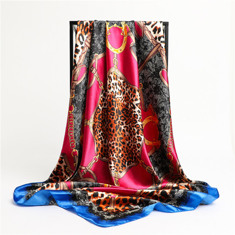 Pañuelo cuadrado de seda de lujo para mujer, Bandana con estampado de Hijabs, turbante musulmán, Foulard 2022