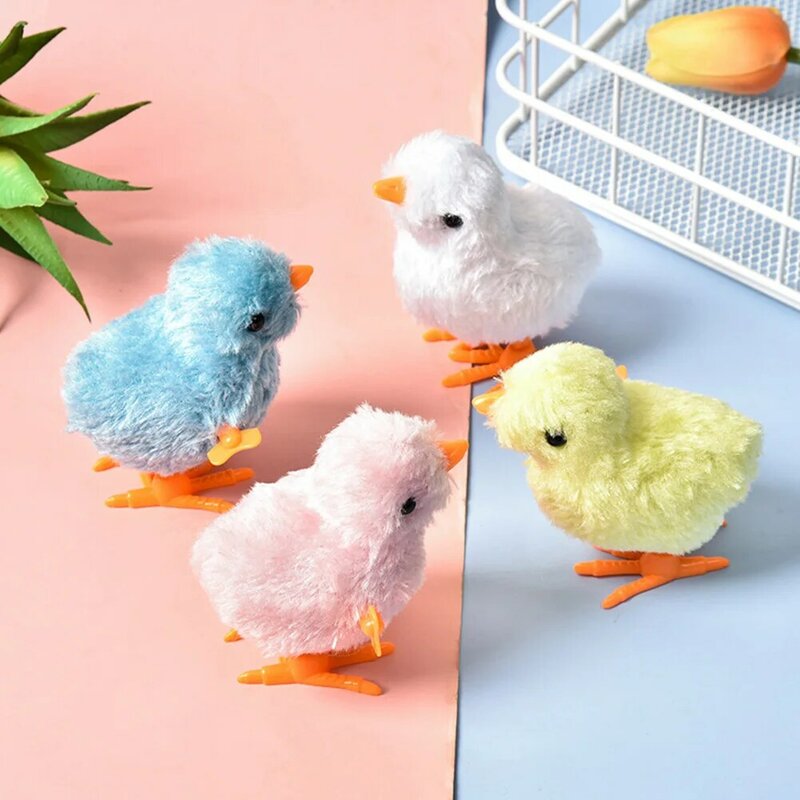 Peluche pulcino orologio pollo animale carica giocattoli decorazioni pasquali giocattolo regalo animale divertente carica giocattolo casuale