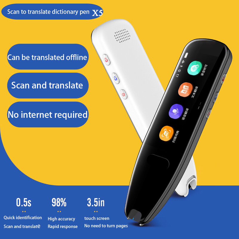 Smart 112 Language Voice Translator 3.5 Inch Screen Offline+WIFI Translation Pen Scanning Translation Pen X5 Protective case