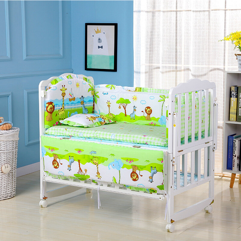 5 pçs/set infantil conjunto de cama algodão bebê recém-nascido berço pára-choques protetor cerca cama segurança decoração do quarto do bebê pára-choques zt12