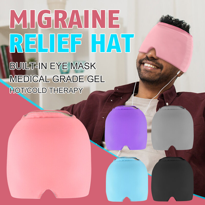 Topi Bantuan Migrain Sakit Kepala Terapi Dingin Gel Panas Topi Es untuk Meringankan Rasa Sakit Topi Es Pak Terapi Pembungkus Kepala Masker Mata