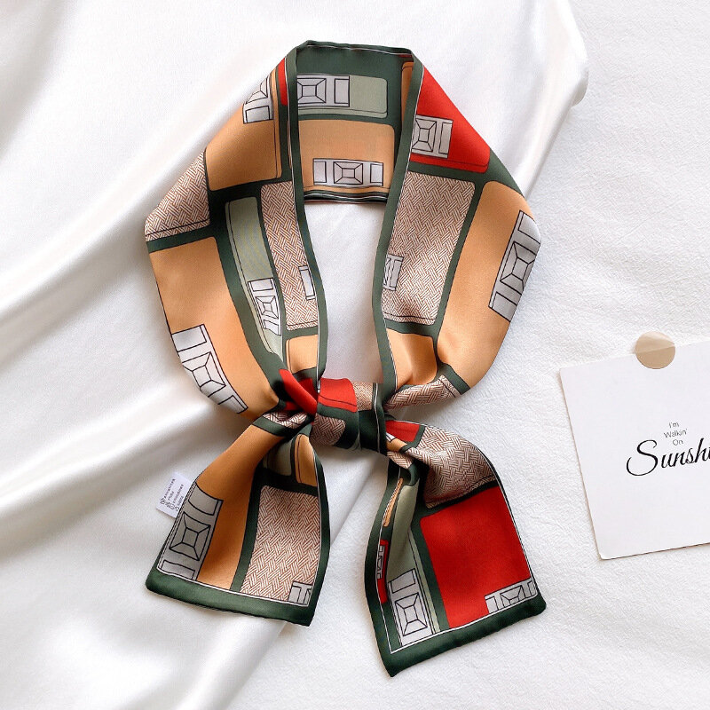Silk Scarf Korean Luxury Designer Scarf Shawl for Women Twilly Bags for Women Satin Scarf Bufanda Invierno Para Mujer Lujo