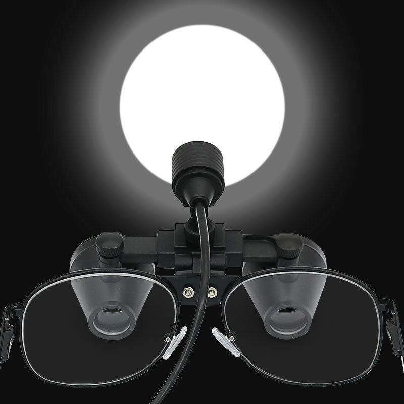น้ำหนักเบา Loupes ทันตกรรม2.5X 3.5X ทันตกรรมแว่นขยาย Binocular 3W LED ไฟหน้าแบตเตอรี่ลิเธียมแบบชาร์จไฟได้