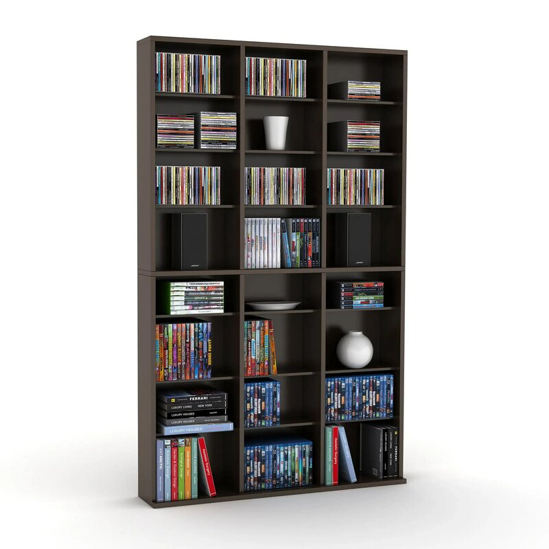 Libreria multimediale regolabile a 12 ripiani, Espresso