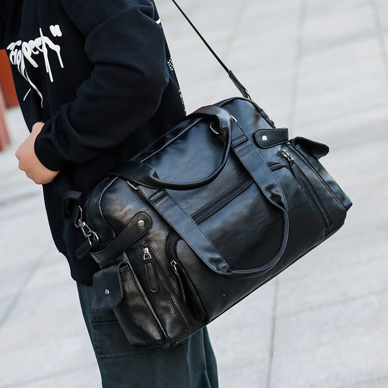 YILIAN Travel Bag Handbag Men's One shoulder bag Crossbody bag Soft leather business casual backpack large capacity men's bag