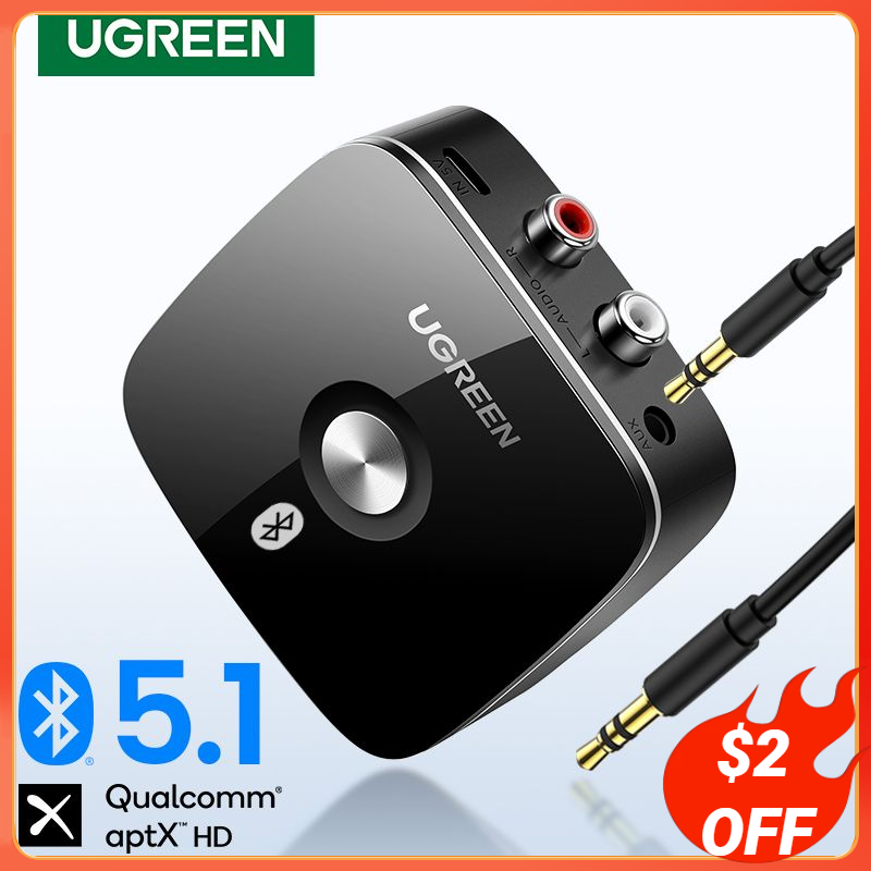 Ugreen-Bluetooth付きオーディオレシーバー,5.1 aptx hd,3.5mmジャック,車用音楽,テレビ,2rca,bluetooth 5.0