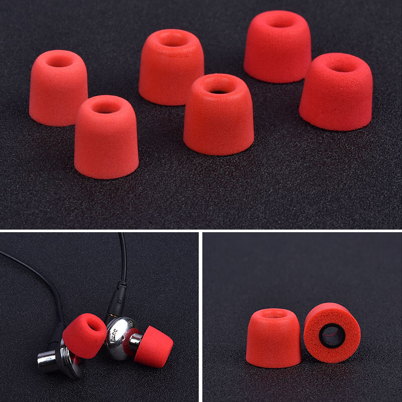 T200 (L, M, S) Earphone Spare Memory Foam Pad ,  4.5mm Calibre For Earphones/Eartips, Red 12 Pairs