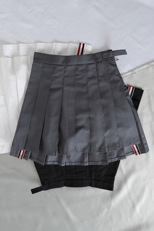 American genuine short skirt TB pleated skirt female high waist thin suit suit material side slit skirt