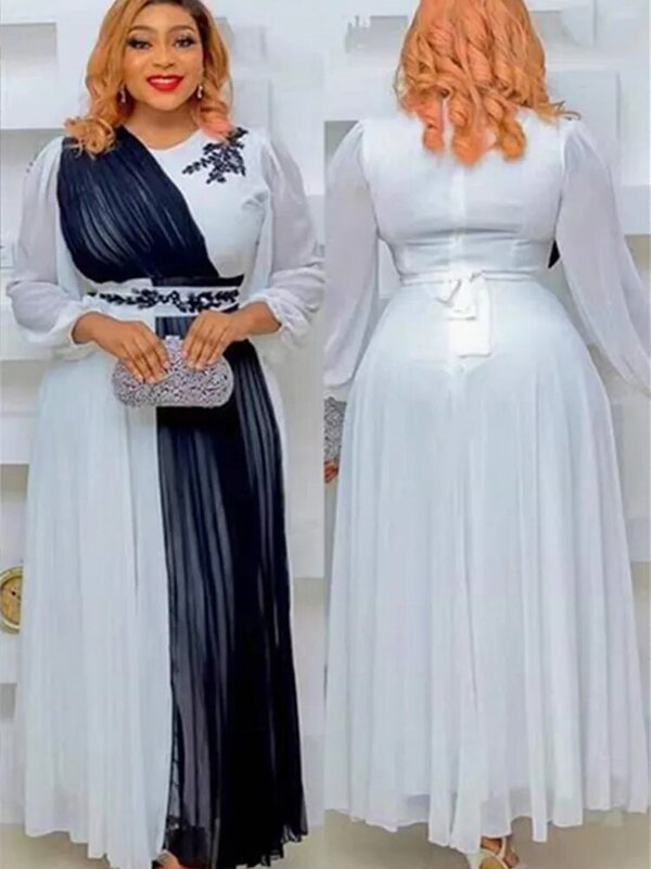 Plus Size abiti da festa africani per le donne 2023 nuova estate Chiffon lungo Maxi vestito elegante caftano abito musulmano abbigliamento donna