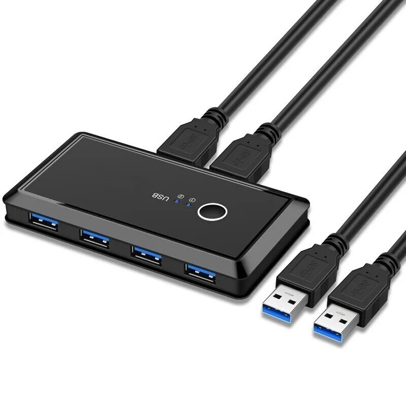 USB-переключатель, USB 3,0 2,0, 2 порта, 4 устройства для клавиатуры, мыши, принтера, монитора с 2 USB-кабелями