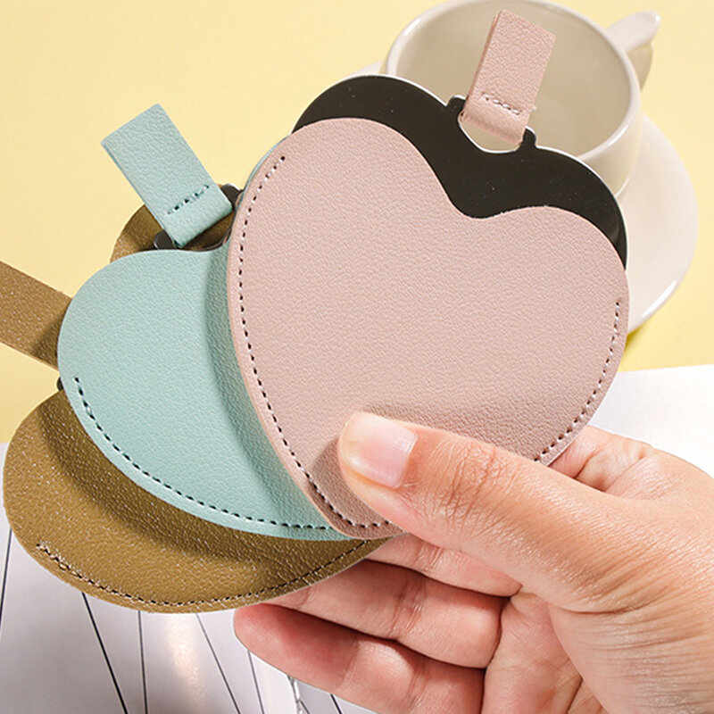Mini Leather/Stainless Steel Mirror Rpund Heart Shape Girl Portable Mirror Foldable Pocket Bag Makeup Compact Mirror Favor Gift