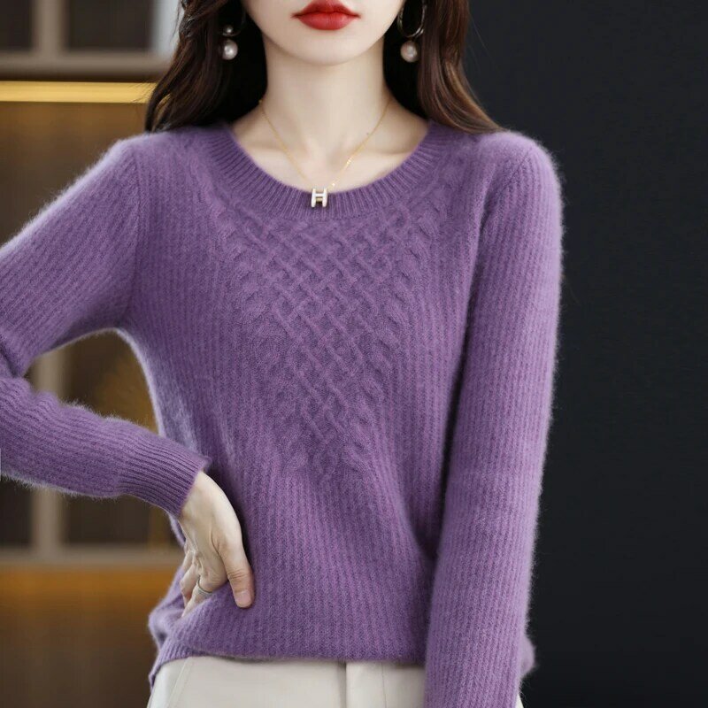 女性のための市松模様のセーター,韓国のVネックセーター,美しいスレーブ,女性のためのルーズで快適なセーター,秋と冬