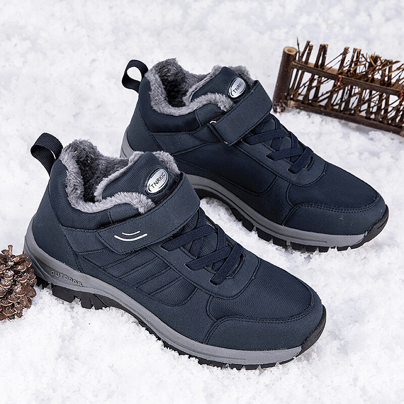 New 2022 Winter Sneakers Men Boots Suede Warm Snow Boots Work Casual Shoes High Top Non-slip Ankle Boot Big Size 49 Trainer