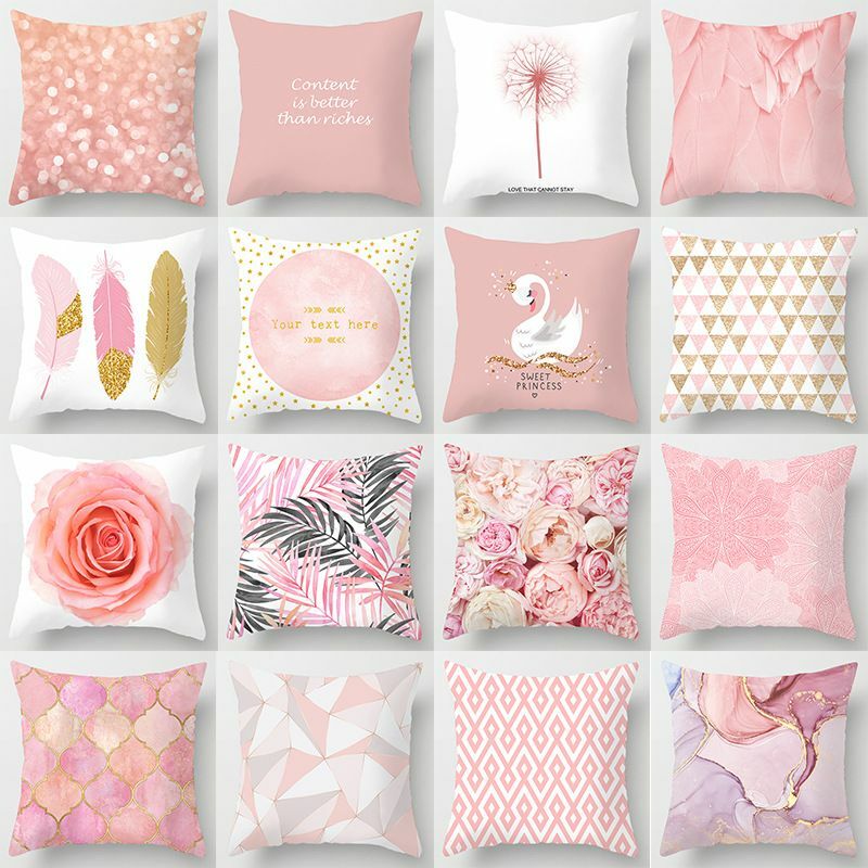 Funda de almohada de plumas rosas para el hogar, cubierta de cojín nórdica decorativa para sala de estar, 40x40, 50x50, 60x60mm