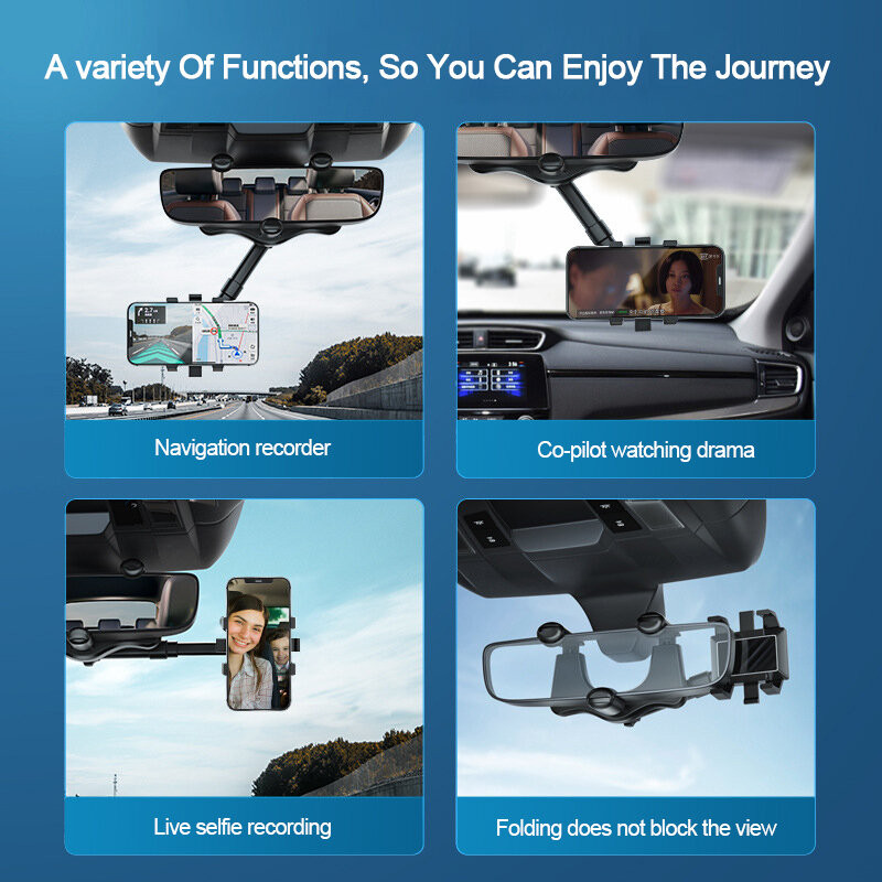 กระจกมองหลังรถยนต์ผู้ถือโทรศัพท์สำหรับกระจกมองหลังรถยนต์รถผู้ถือสำหรับ Dash Cam GPS สมาร์ทโฟน