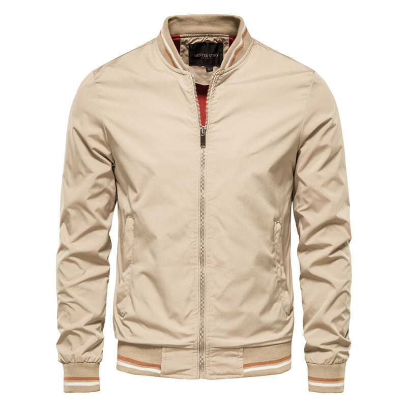 Primavera outono novo bombardeiro jaqueta masculina casual fino ajuste cor sólida jaqueta de beisebol dos homens moda alta qualidade jaquetas piloto