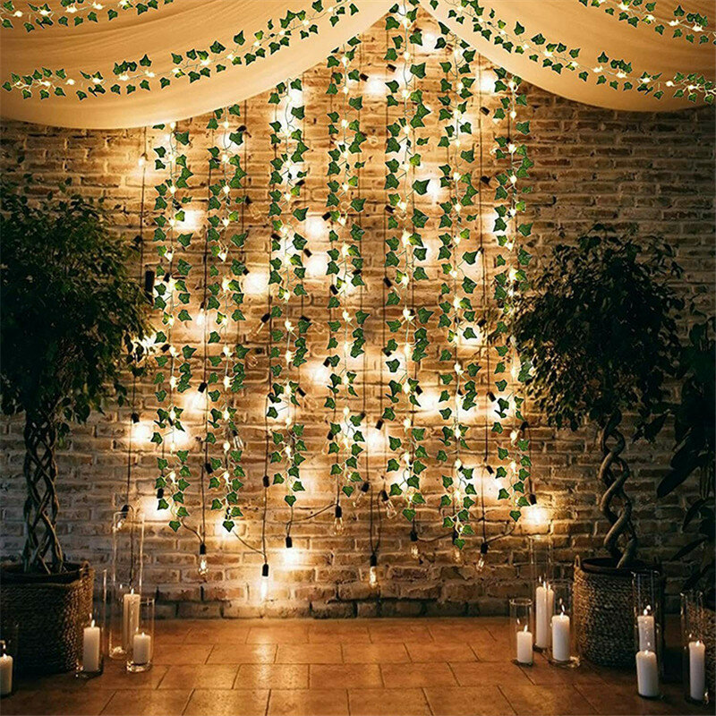 Vakantie Kunstmatige Blad Bloemen Led String Lights Fairy Guirlande Kerstverlichting Decoraties Voor Huis Trouwzaal Tuin Decor