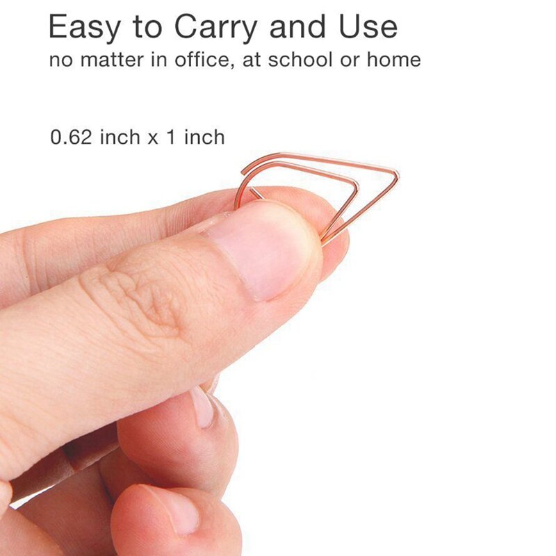 PPYY-400 Pcs Rose Gold Cute Paper Clips, Smooth Drop-Shaped Paper Clips For Office School Student(1 Inch / 25Mm)