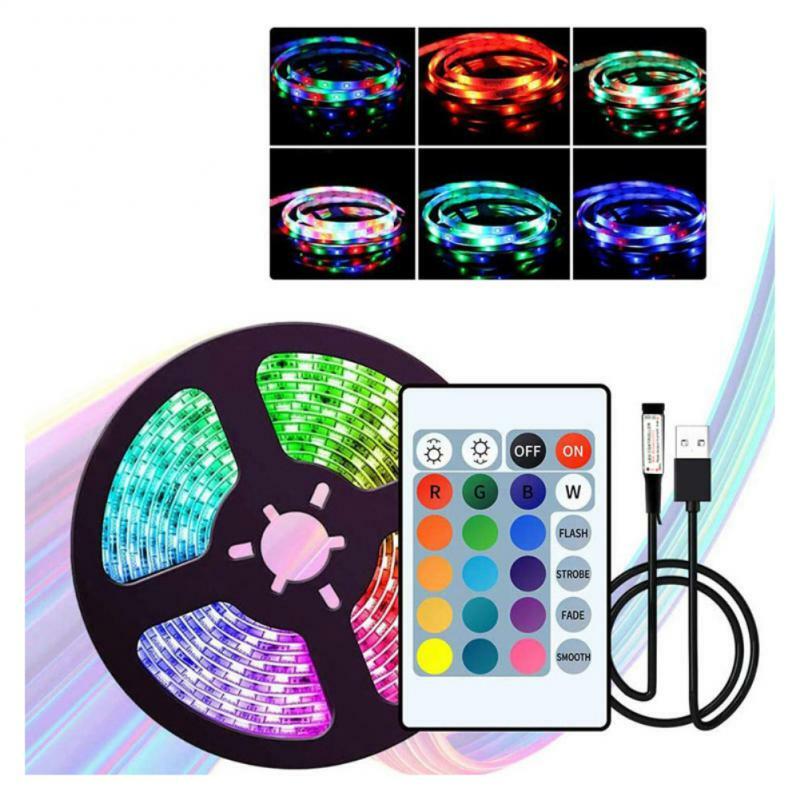 Lampes de poche flexibles à infrarouge avec télécommande, bande lumineuse LED RVB, éclairage décoratif USB, 24 touches, 16 couleurs, 2 pièces, 4 pièces, 6 pièces
