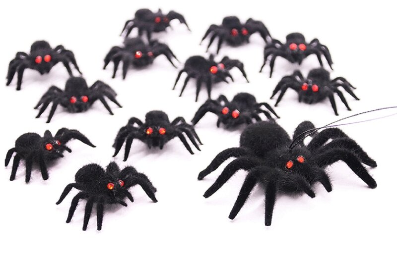 Simulation Flocking Spider Pendant Halloween Decoration Plush Black Color Spider Haunted House Indoor And Outdoor Tricky Props