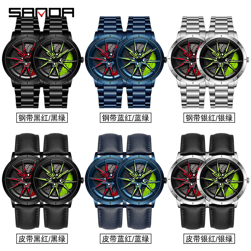 Nova roda série estilo moda tendência legal shi ying relógio masculino cinto de aço lazer criativo relógio