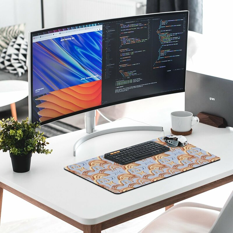 Grande Boho arco-íris borracha mouse pad, gamer, computador, tapetes de mesa, anti-derrapante, desktop, novo