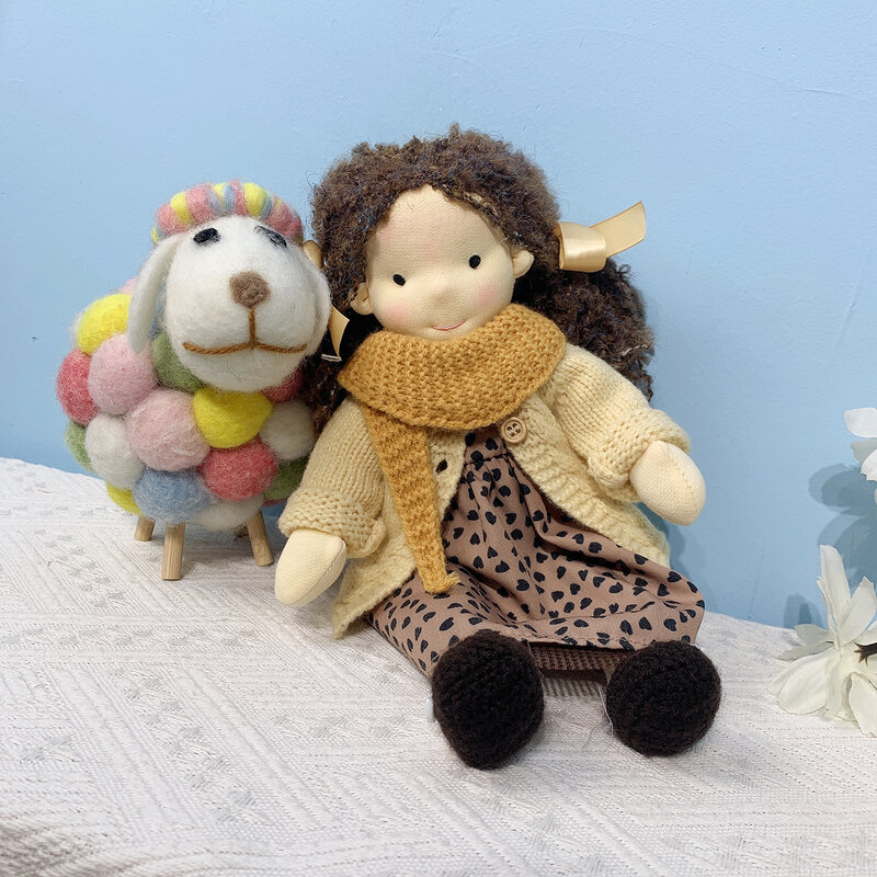 12 "waldorf inspirado boneca artesanal recheado de pelúcia boneca menina brinquedo boneca crianças bonito menina bonecas (elisa)