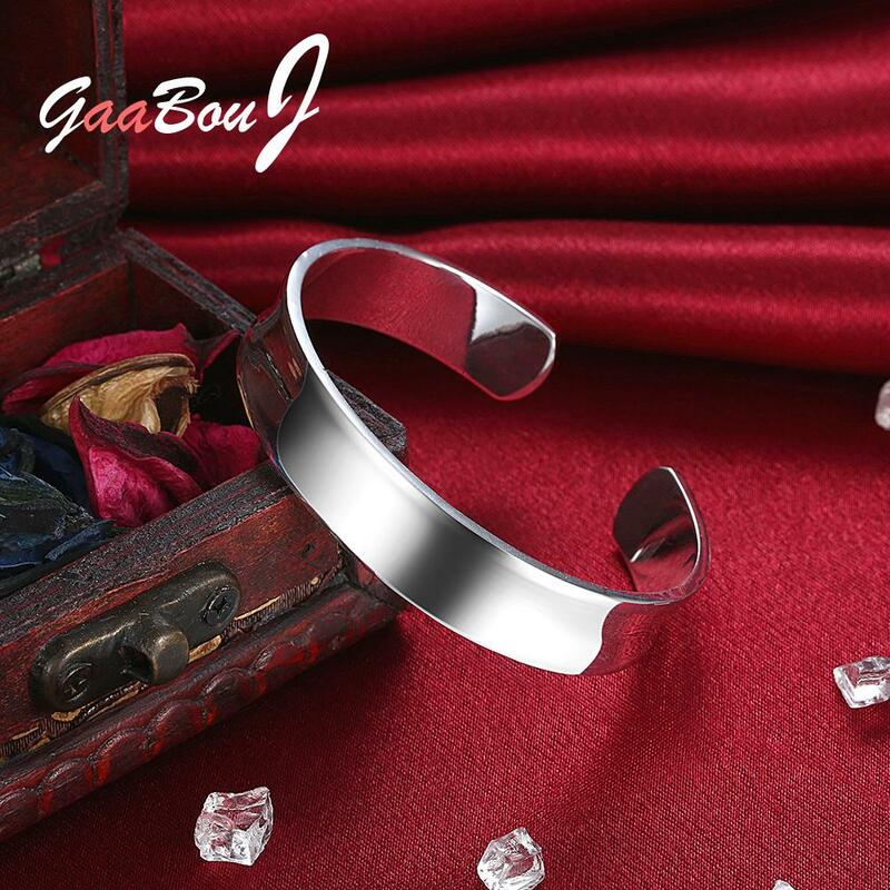 925 srebro okrągłe gładkie bransoletka mankietowa dla kobiety regulowane bransoletki moda ślubna biżuteria na przyjęcie zaręczynowe GaaBou