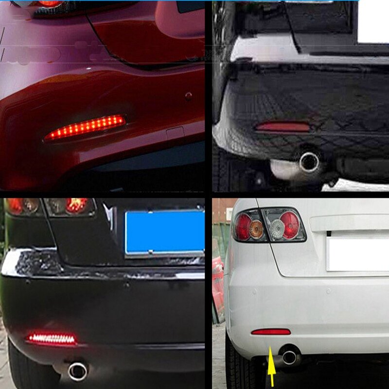 1Pair Rear Bumper Light Smoked Lens LED Rear Bumper Reflector Tail Brake Stop Light For Mazda 6 2003-2008-Boom