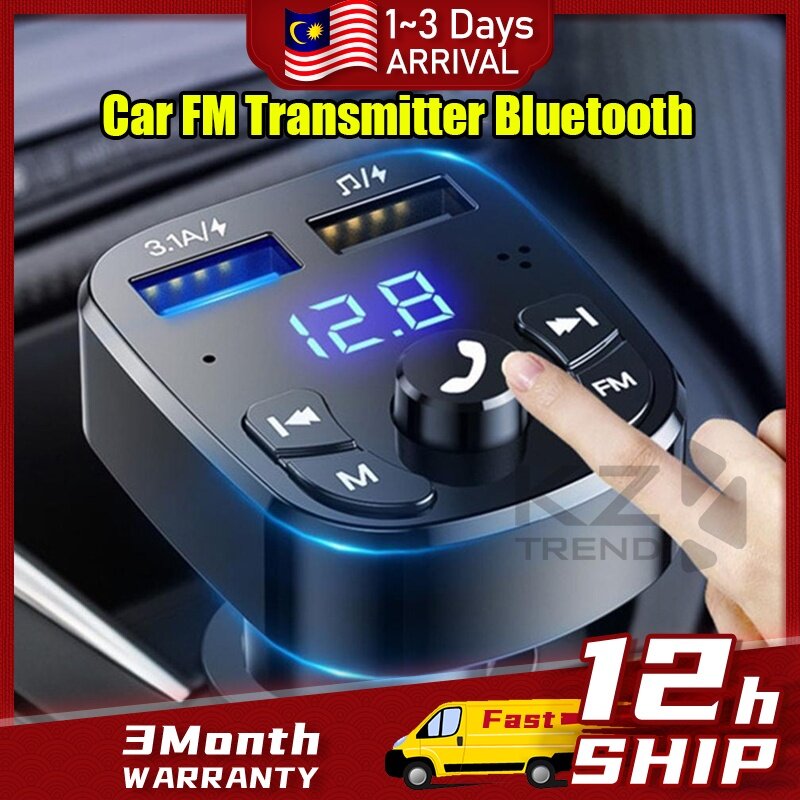 Transmisor FM para coche, Kit de manos libres con Bluetooth, modulador inalámbrico auxiliar, transmisor de Radio para coche, reproductor MP3, USB