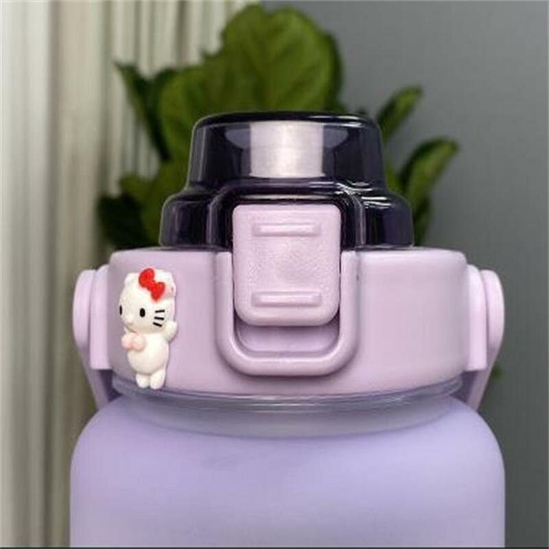 Botella de agua esmerilada con gradiente de 2000ml, vaso de paja portátil para exteriores (pegatina normal + pegatina 3d), gradiente Púrpura/Azul