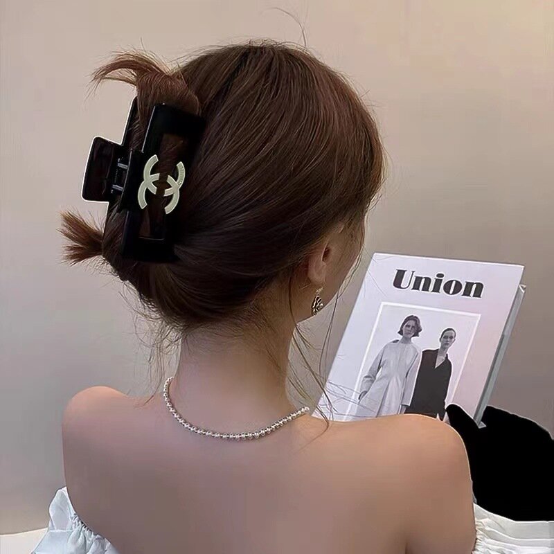 Japan and South Korea cc Black White rectangular Acrylic Hair Claw  for Girls Shark Clip Women bobby pin Accessories Headwear