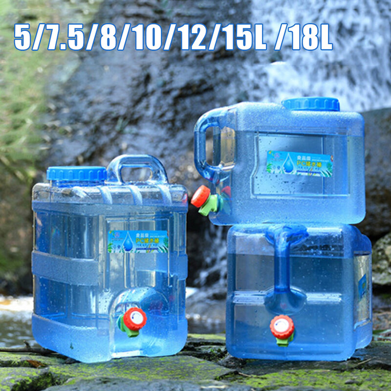 Cubo de agua de gran capacidad para Picnic, contenedor portátil con grifo para acampar, Picnic, senderismo, 5/7.5/8/10/15/18L