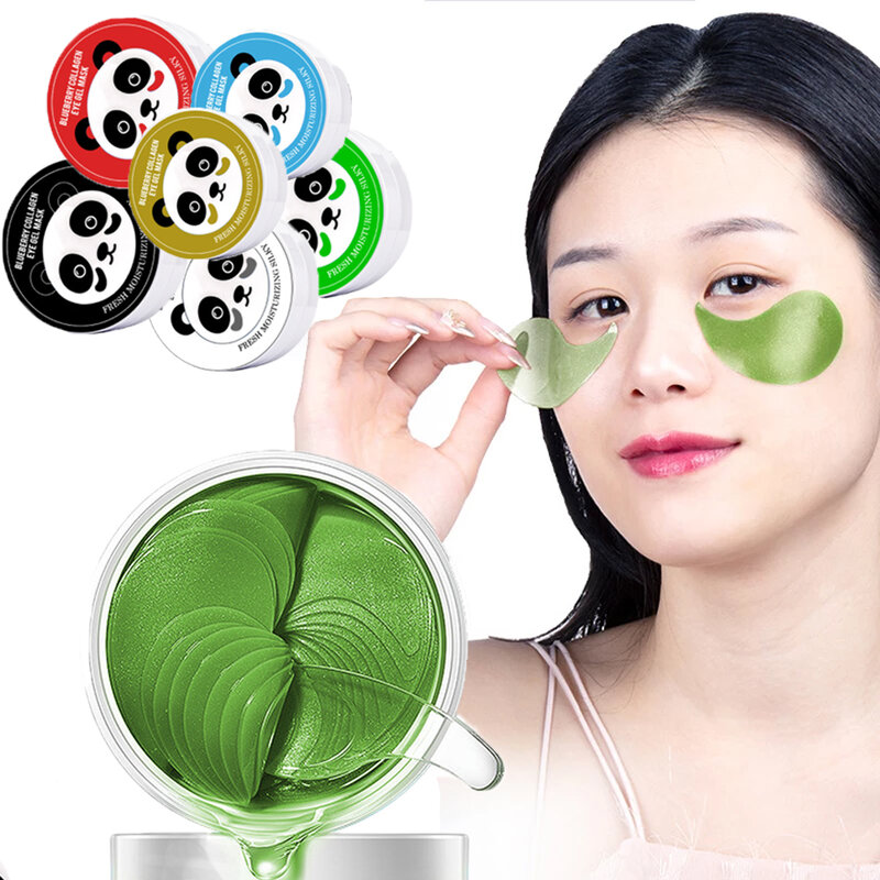 60 pçs algas de cristal colágeno máscara de olho hidratar colágeno contra rugas círculos escuros cuidados hidratante máscara de olhos faciais