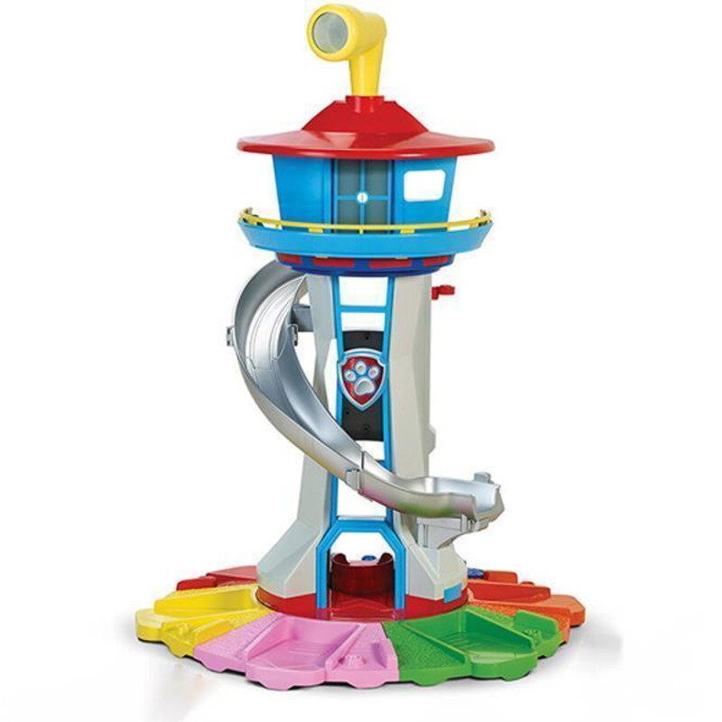 Pawed plástico playset brinquedos cão capitão conjunto grande vigia torre patrulhada observatório base de resgate figura ação crianças modelo brinquedo