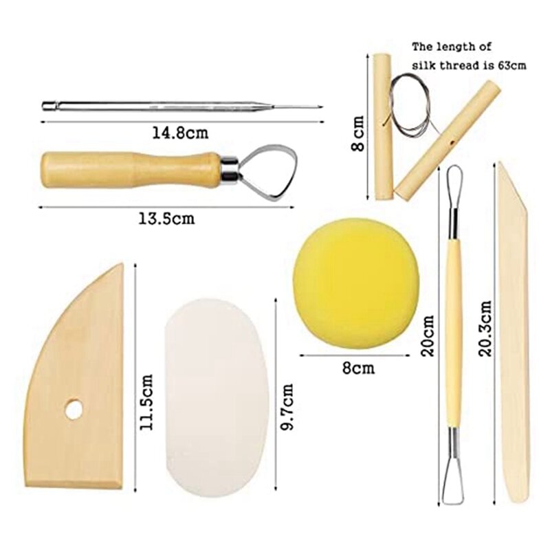 8 قطع النحت أداة مجموعة أدوات الفخار الطين أدوات تشمل معظم أدوات للمبتدئين الفخار