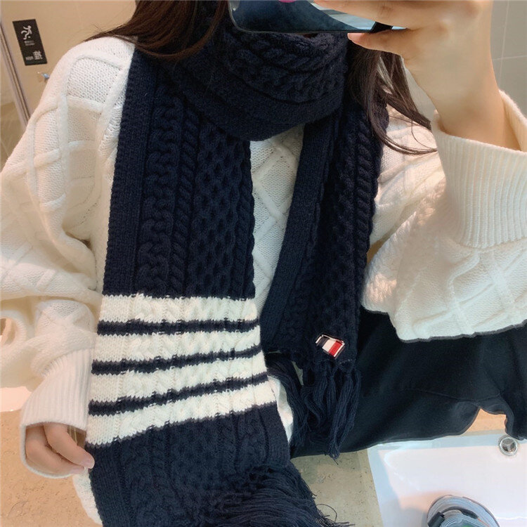 Scarf tb striped four bars college style female striped British gentleman autumn and winter warm students sweet tassel