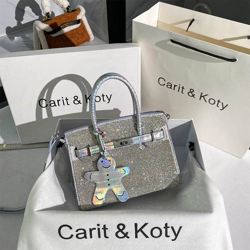 Bolso de mano con diamantes de imitación brillantes para mujer, bandolera de cuero con diseño de lujo, PARA CENA, boda