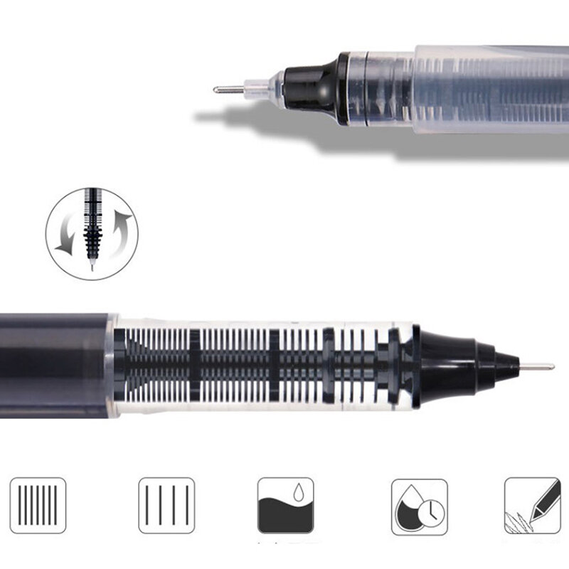 Penna liquida dritta da 5 pezzi penna monouso ad asciugatura rapida da 0.5mm penna a grande capacità tubo ad ago completo grande capacità di scrivere pennello