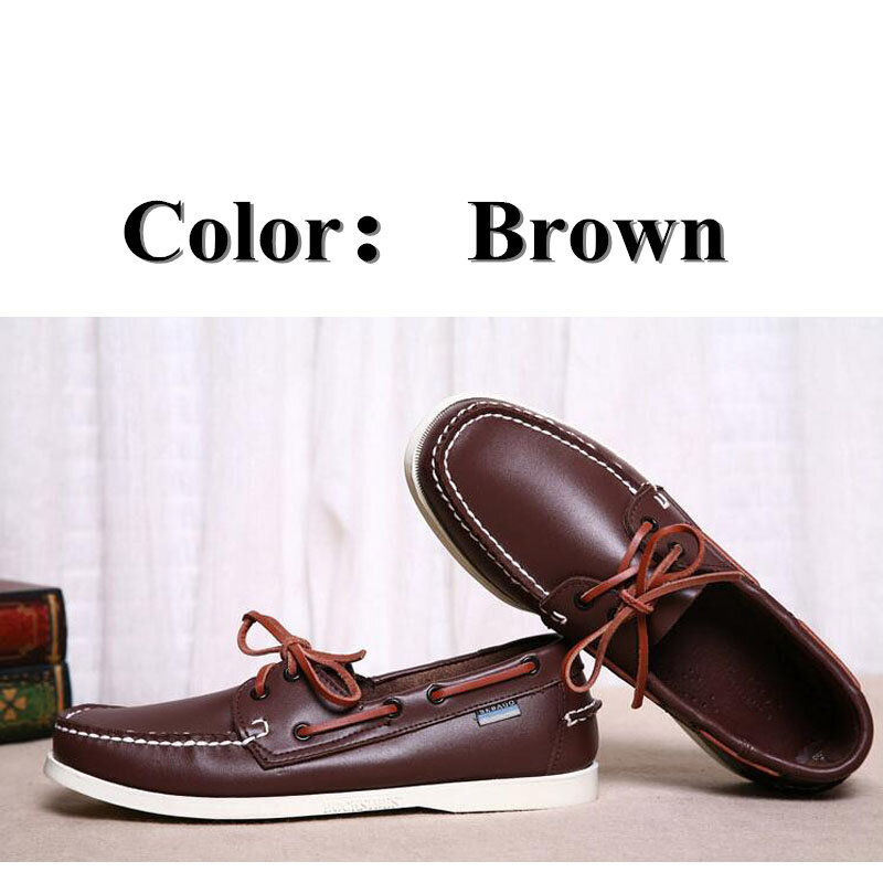 Men Genuine Leather Driving Shoes New Fashion  Classic Boat Shoe Brand Design Flats Loafers For Men Women