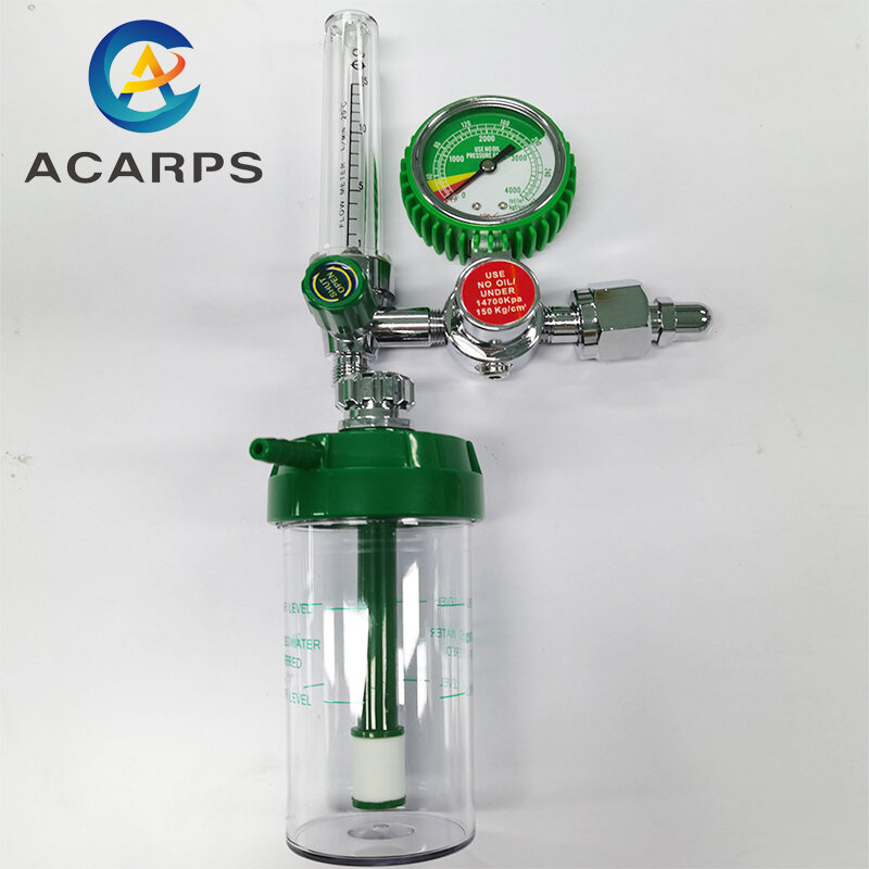 Regulador de pressão de gás médico 4000psi de alta pressão com medidor de fluxo para oxigênio cga540 g5/8 15l/min
