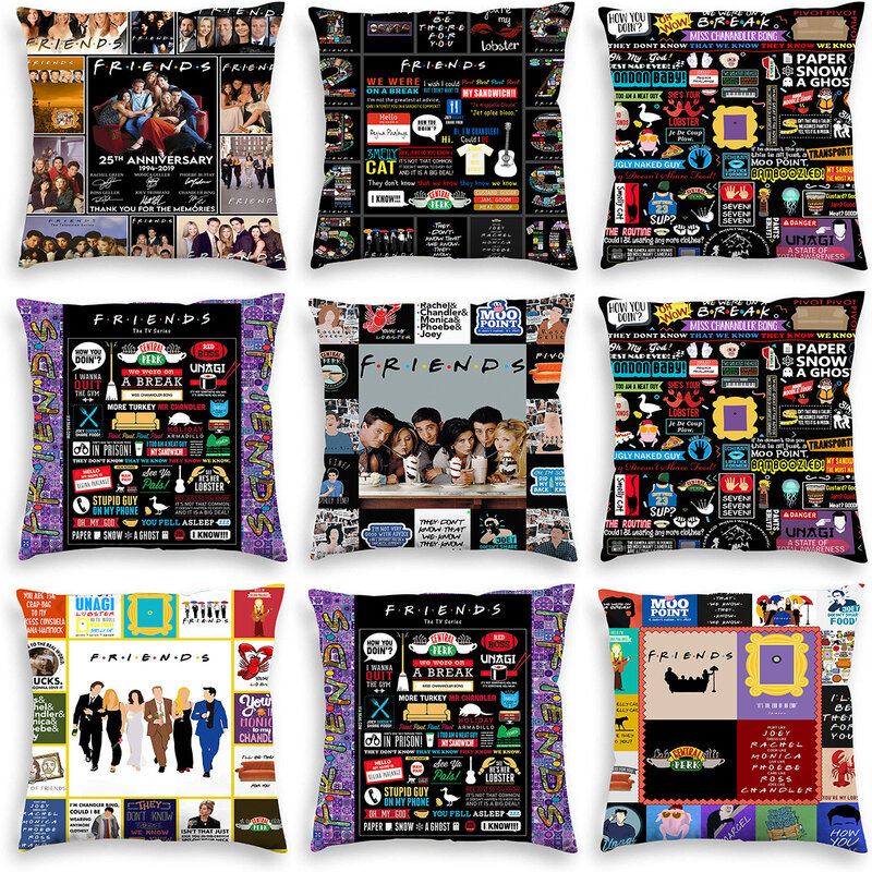 Capa de almofada do programa friends, capa de almofada com dois lados, impressão, citação engraçada, decoração de casa, fronha de travesseiro