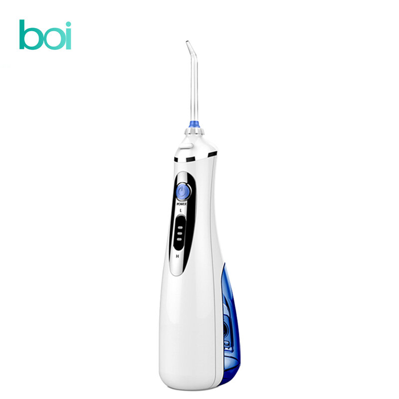 [Boi] dispositivo di pulizia dentale irrigatore orale portatile per sbiancamento dei denti falsi con ugello elettrico Jet Wash Water Flosser 240ML
