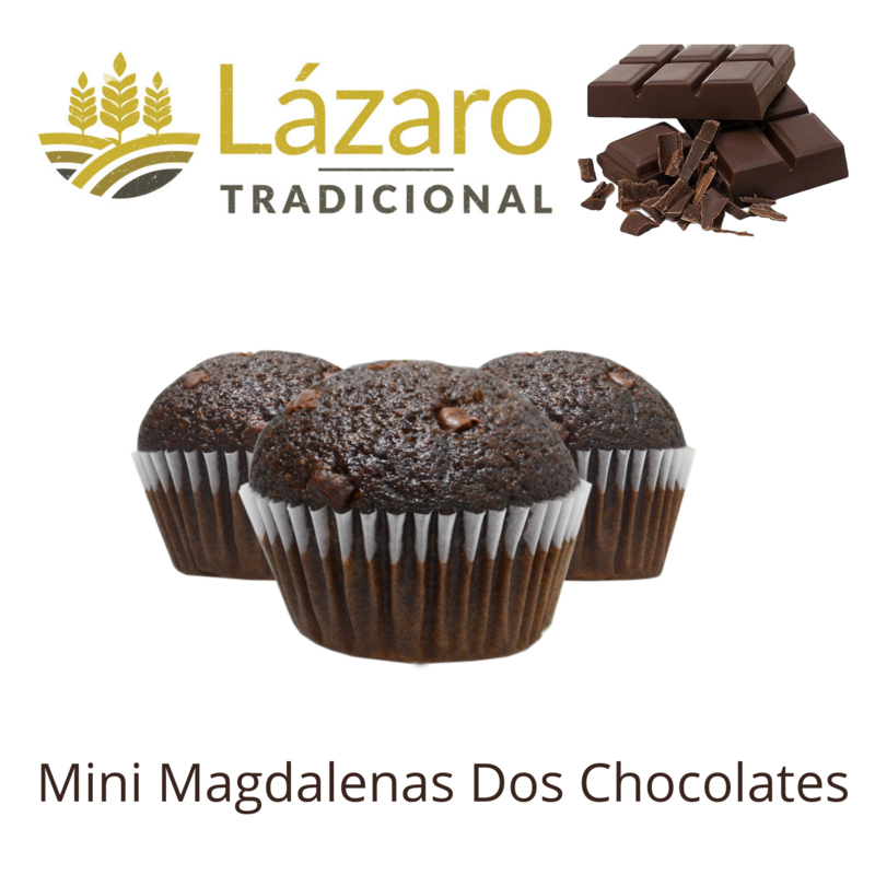 Lázaro Pack Surtido De Mini Magdalenas, 4 Tipos Diferentes.(Sabor Limón),(Dos Chocolates),( Pepitas De Chocolate) Y (0% Azúcar).