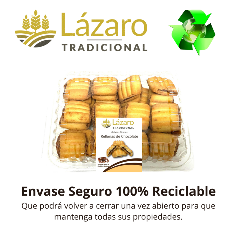 Mini biscotti ricci riempiti di cioccolato Lazarus con nocciole 250g (con contenitore riciclabile al 100%)
