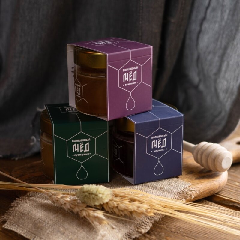 Волшебный Мёд набор из трех видов Эхинацея-Пустырник-Черника